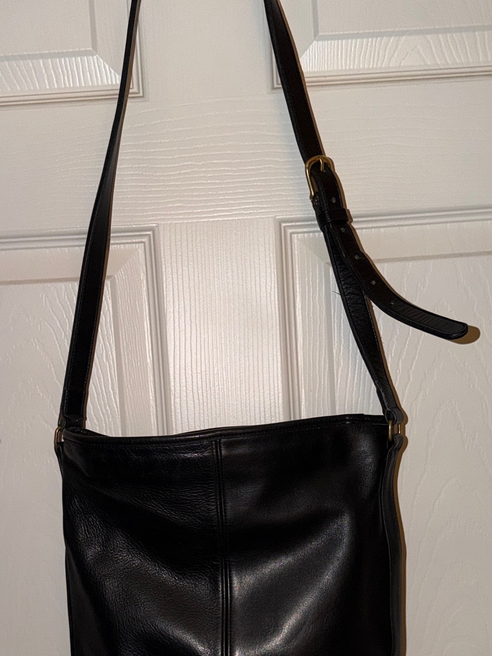 Vintage USA Coach Black Leather Soho Bleecker Bucket Bag w/ COA